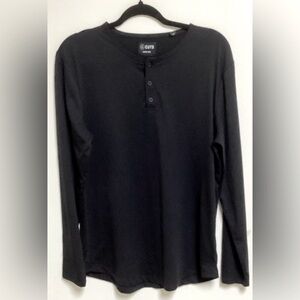 Cuts Long Sleeve Curve Hem Henley L